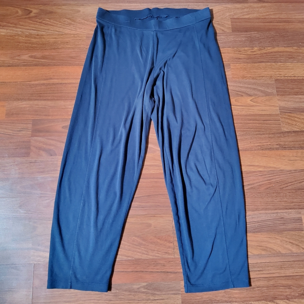 Eileen Fisher 100% Organic Cotton Pull On Knit Pants Size S Navy Blue